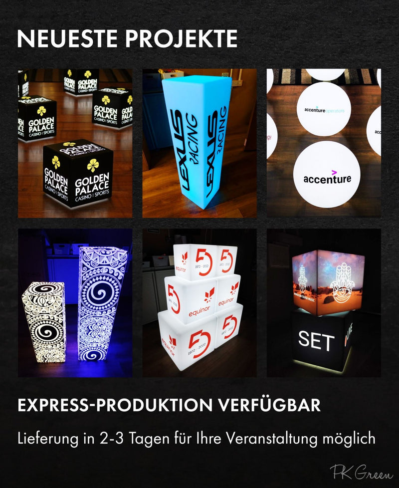 Auf Kundenwunsch personalisierter großer LED Eiskübel Wein-/Sektkühler individuelles Logo Lightbox