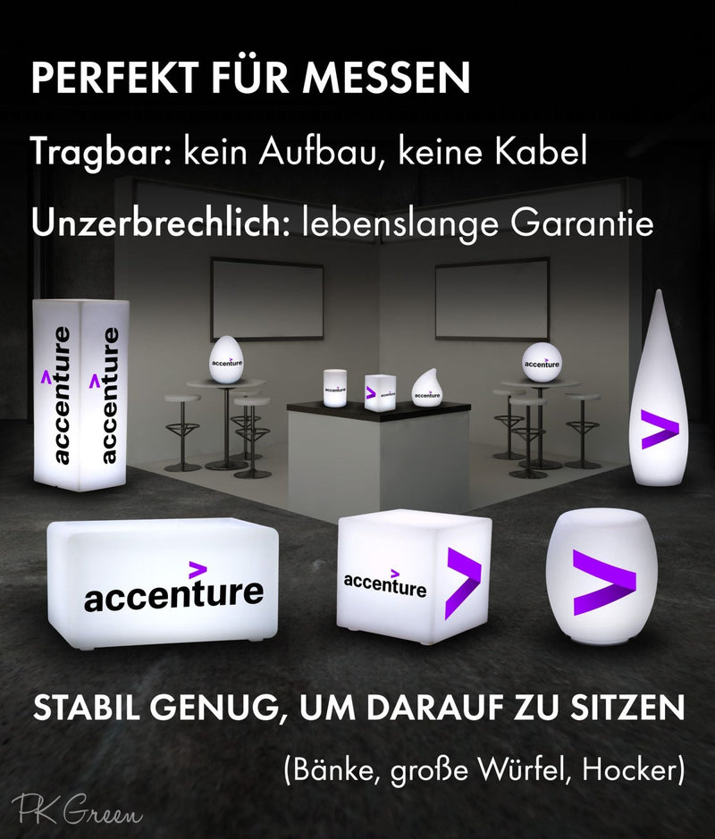 Personalisierter Sitzwürfel mit Farbwechsel, Bodenleuchte, Lampe mit hintergrundbeleuchtetem Logo