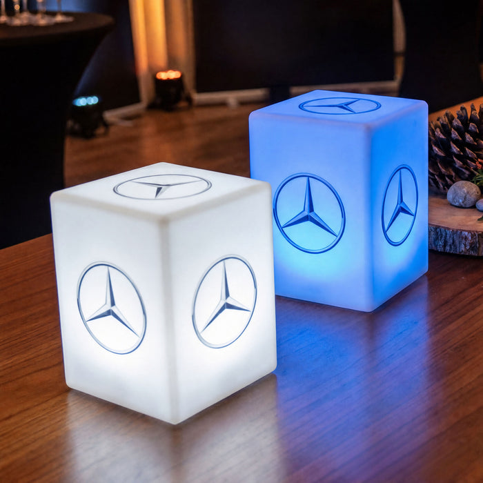 LED Marken-Tischleuchte individualisiert, personalisierte Lampe mit Logo-Werbeaufdruck Leuchtkasten
