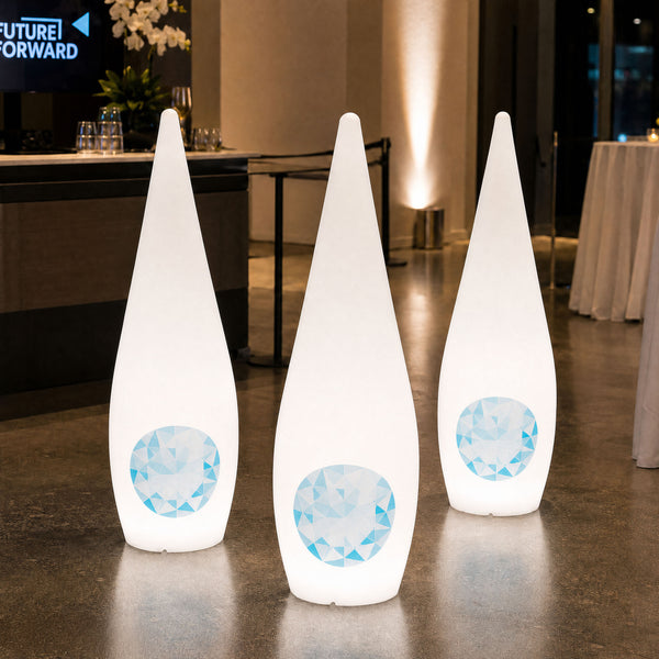 Maßgeschneiderter LED-Wassertropfen-Leuchtkasten mit Logo als Werbeschild, einzigartiges freistehendes Displayschild für Veranstaltungen, Messe, Expo