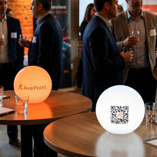 Maßgeschneiderte Tischlampe, personalisierte LED Kugellampe, Leuchtkasten Ball Werbezwecke