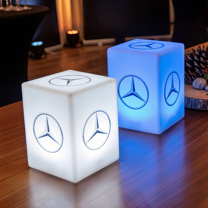 LED Marken-Tischleuchte individualisiert, personalisierte Lampe mit Logo-Werbeaufdruck Leuchtkasten