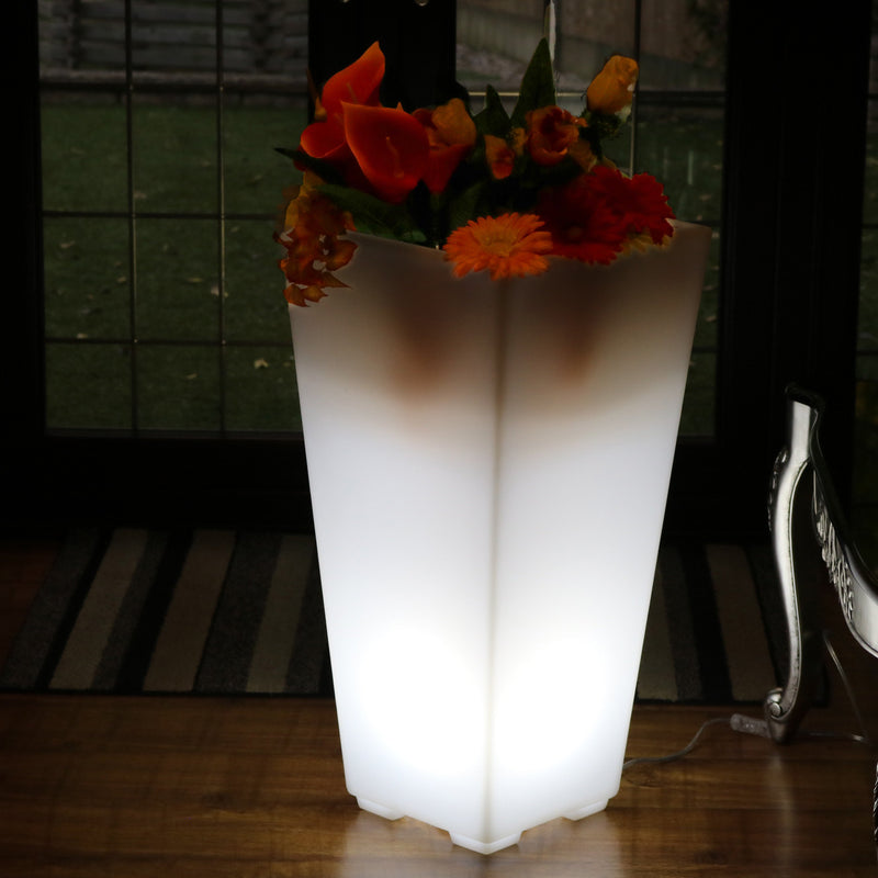 Hohe LED Stehvase, 75cm beleuchteter Pflanzentrog Blumentopf, RGB Stehlampe mit Farbwechsel