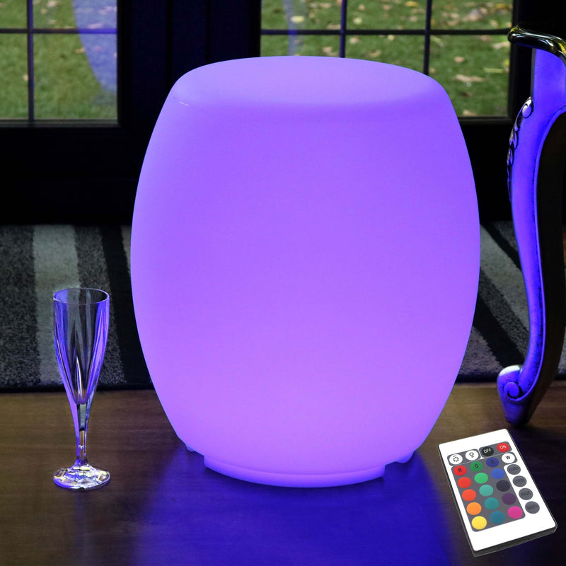 LED Hocker Beistelltisch Sitzwürfel, Stehlampe Sitz Wohnzimmer Garten
