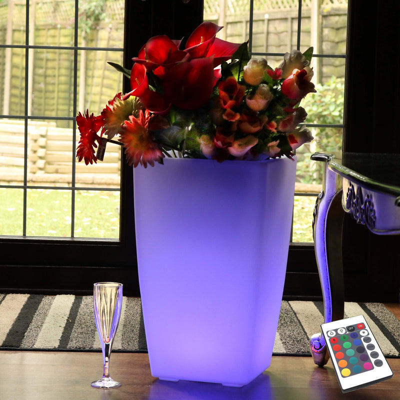 LED Blumentopf Pflanzkübel Leuchtvase, 50cm Stehlampe RGB Außen Garten