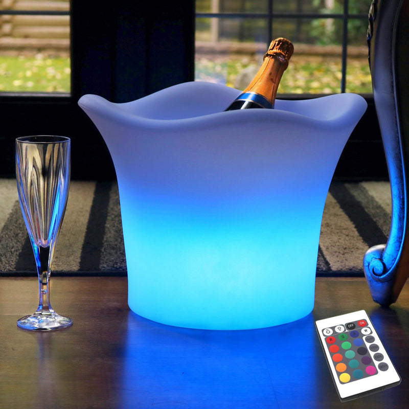 LED Eiskühler, 27cm Eiskübel Eiswürfelbehälter mit Akku, Farbwechsel