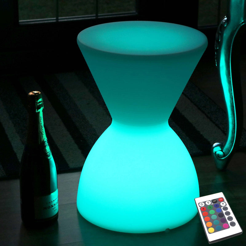 LED Hocker Sitz mit Akku, Dekohocker Bodenleuchte RGB mit Fernbedienung