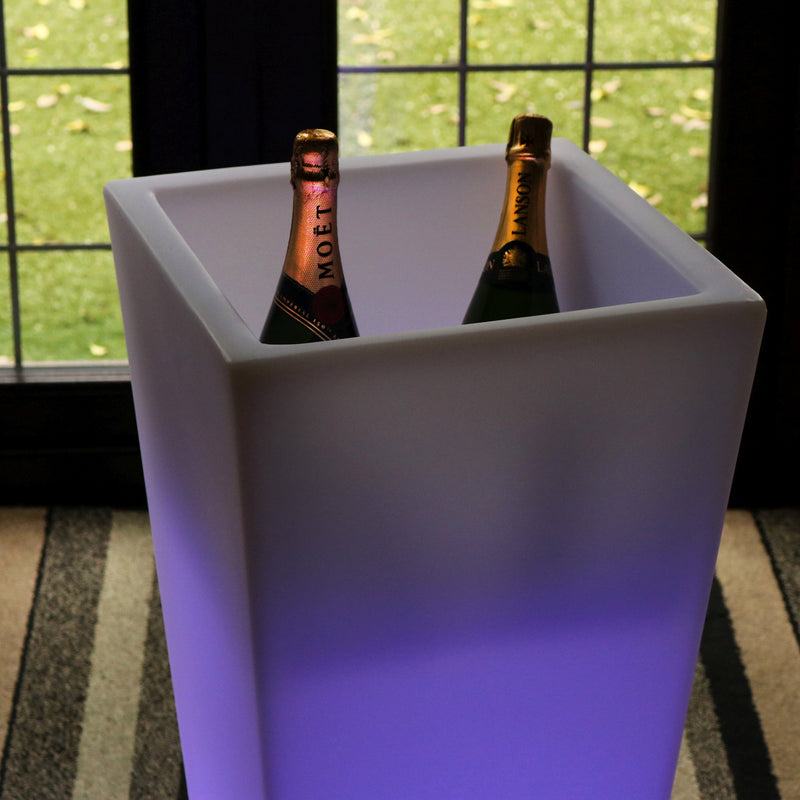 Outdoor LED Wein Champagner Kühler für im Freien, Garten, netzbetriebener Leucht Eiskübel, 75 cm