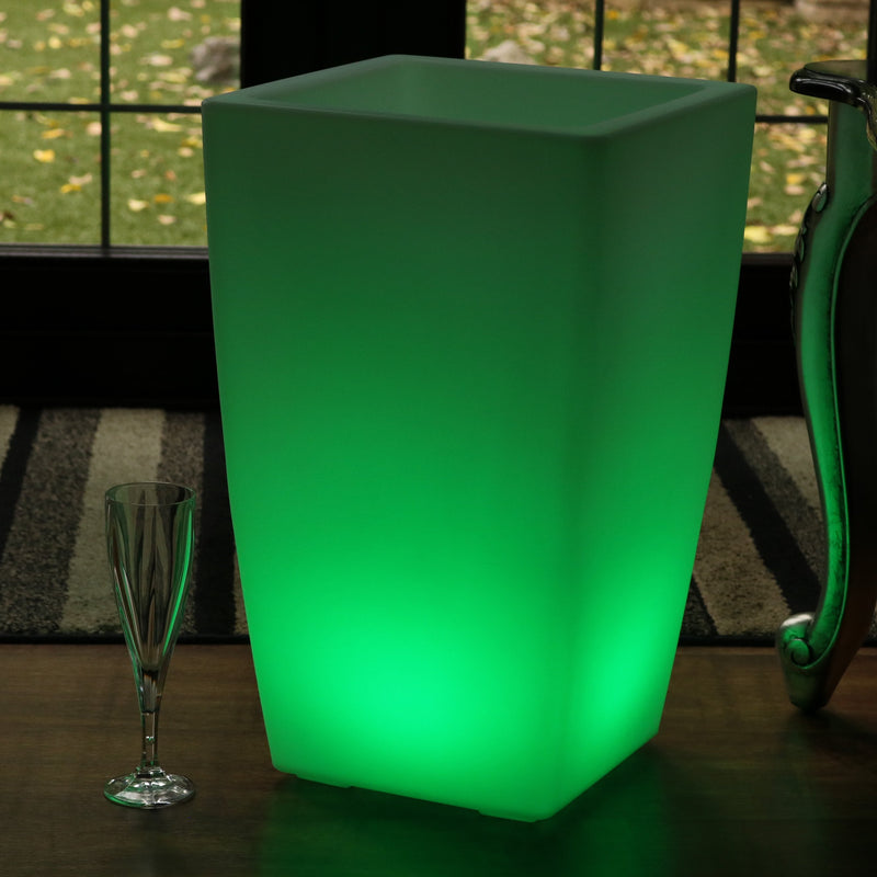LED Stehvase, 50 cm beleuchteter Pflanztopf, mehrfarbige RGB Stehleuchte mit Fernbedienung