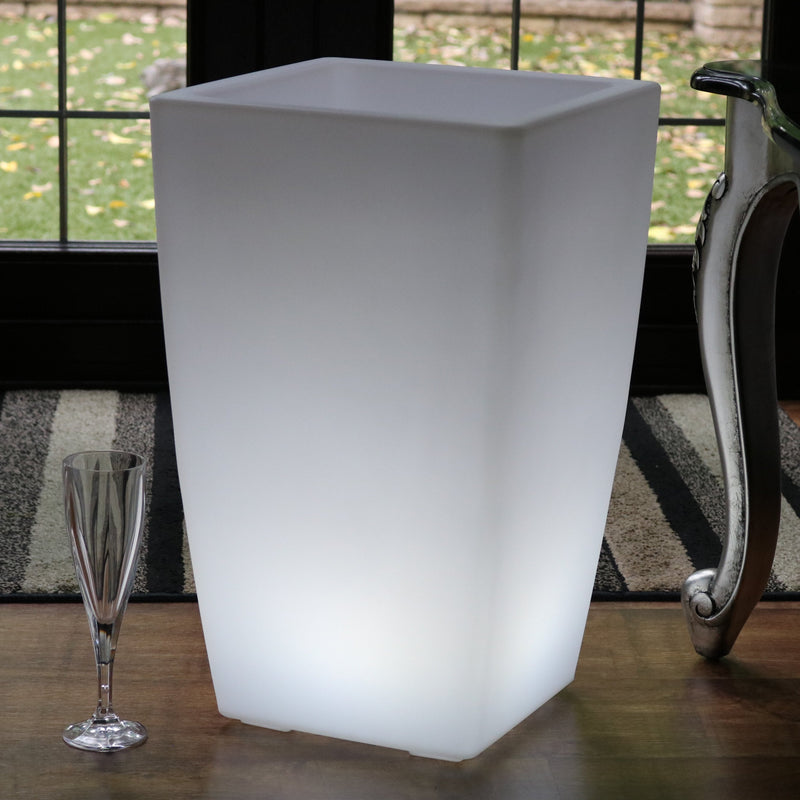 Bodenstehender LED Wein Champagner Kühler Outdoor Eiskübel, netzbetriebene Gartenleuchte, 50 cm