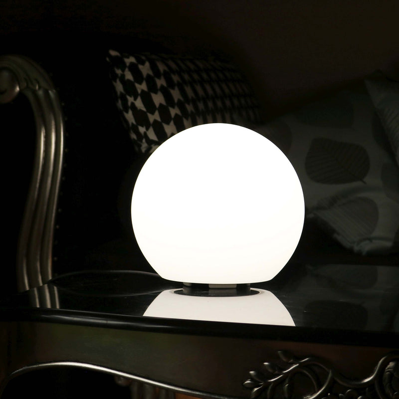 Tischlampe Dimmbar LED E27 Wohnzimmer Schlafzimmer, Kugel 20cm, Weiß