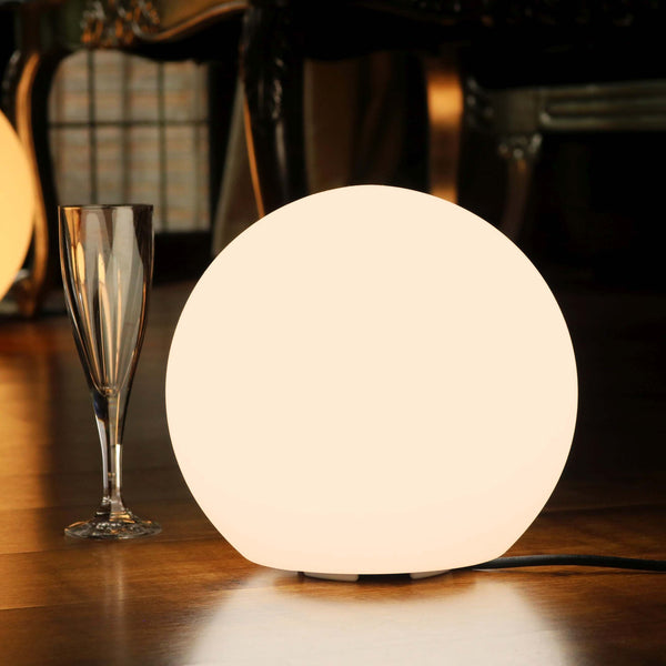 LED Kugel Tischlampe 25cm mit Glühbirne E27 Warmweiß, Leuchtobjekt