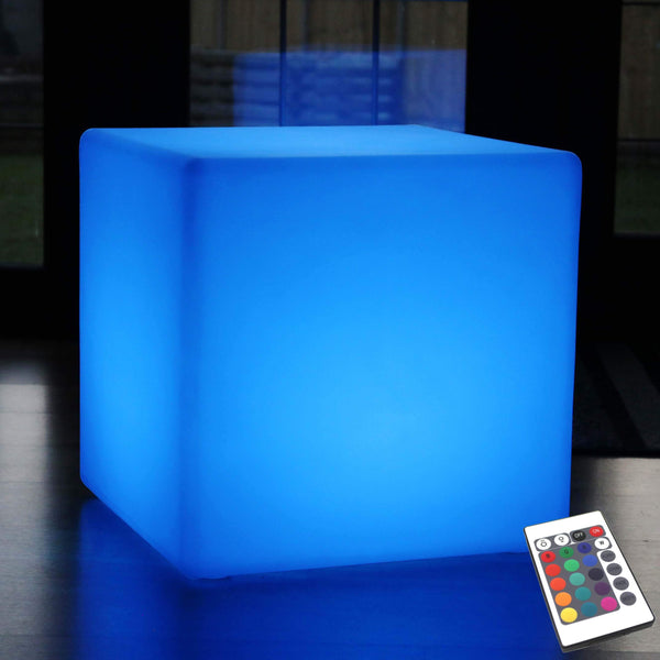 Großer 60cm LED Leuchtwürfel Sitzhocker mit Akku, Stehleuchte RGB mit Farbwechsel