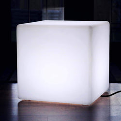 Netzbetriebener Großer 60cm LED Sitzwürfel Hocker, Stehlampe mit Weißer E27 Birne