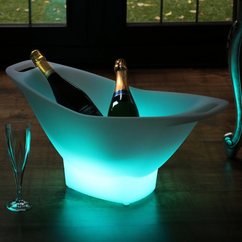 Garten Outdoor LED Eiskübel Wein Champagner Kühler Wanne, netzbetriebener Getränkeflaschenhalter