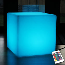 LED Würfel Sitzhocker 50x50 cm, Netzbetriebene Bodenlampe mit Farbwechsel