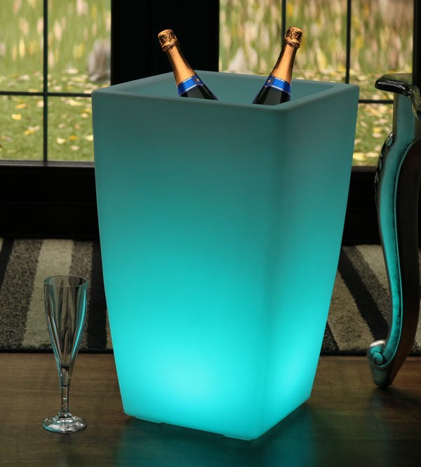 Bodenstehender LED Wein Champagner Kühler Outdoor Eiskübel, netzbetriebene Gartenleuchte, 50 cm
