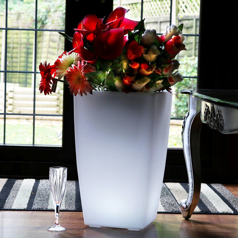 LED Blumenvase Pflanztopf, 50 cm beleuchtete dekorative Stehleuchte, E27, weißes Licht, Lampe