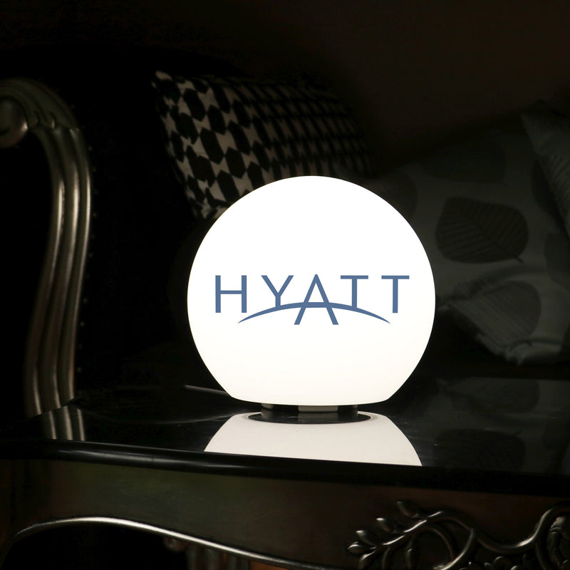 Personalisierte LED Tischlampe Kugel Logo-Lichtwerbung, freistehende Leuchte Hintergrundbeleuchtung