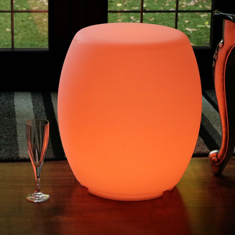 LED Hocker Beistelltisch Sitzwürfel, Stehlampe Sitz Wohnzimmer Garten