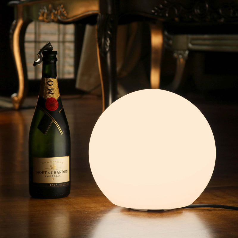 LED Kugel Tischlampe 25cm mit Glühbirne E27 Warmweiß, Leuchtobjekt