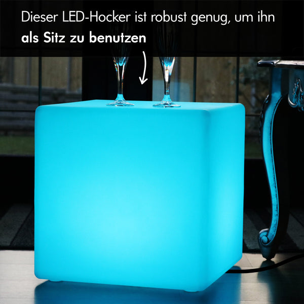 Mr.Go 40cm LED Würfel Licht Außen Wasserdichter Würfelhocker mit