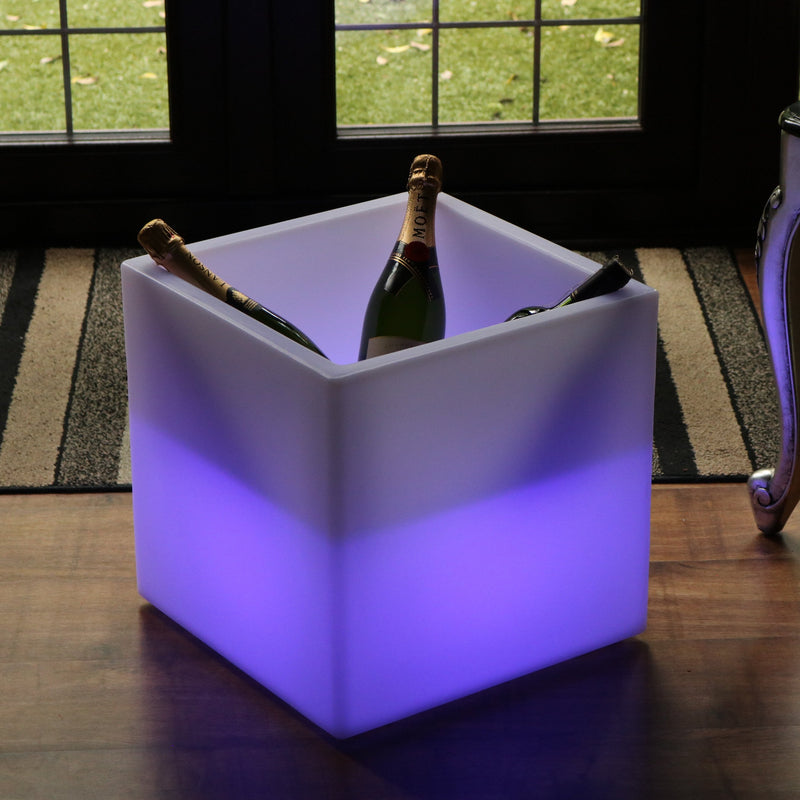 Netzbetriebener Party Outdoor LED Eiskübel Champagner Wein Kühler für Garten, Terrasse, Veranda