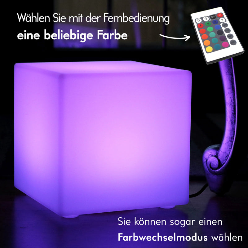 LED Tischlampe Dimmbar RGB, Netzbetriebener E27 Leuchtwürfel 30 cm