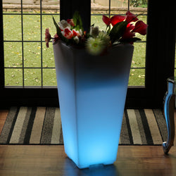Hohe LED Stehvase, 75cm beleuchteter Pflanzentrog Blumentopf, RGB Stehlampe mit Farbwechsel