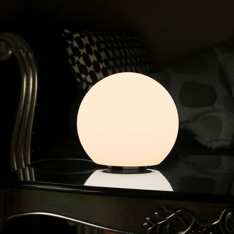 Tischleuchte LED E27, Nachttischlampe Kugellampe 20cm, Warmweiß