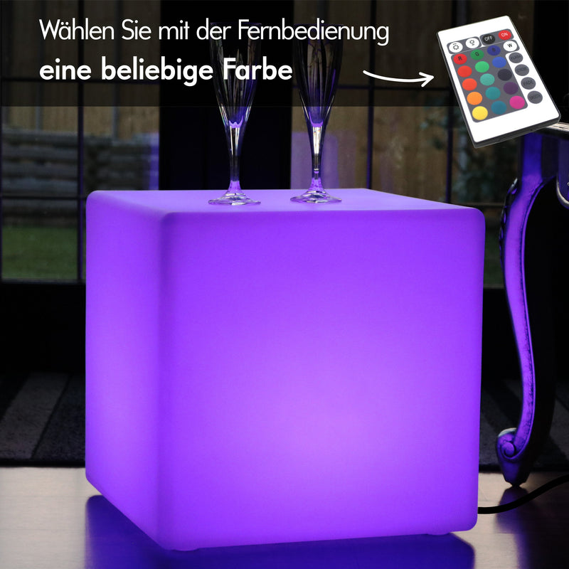 LED Würfel Sitz Sitzhocker 40x40 cm, Netzbetriebene RGB Stimmungslampe