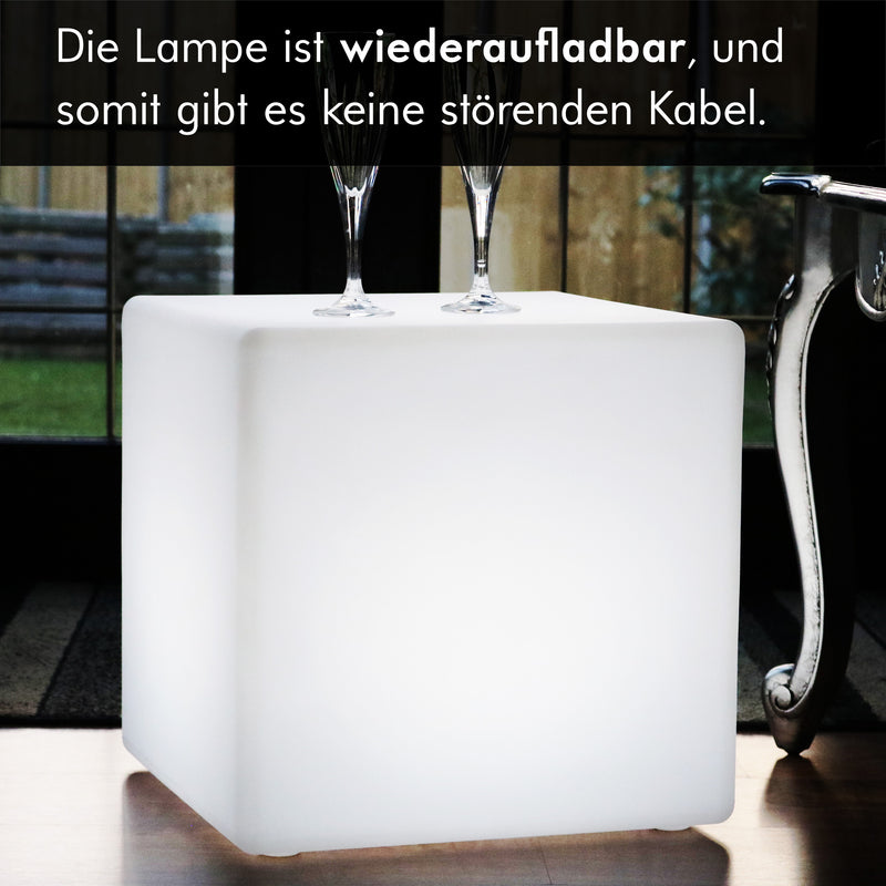 LED Würfel Sitz 40x40 cm, Hocker Sitzwürfel Beistelltisch Möbel Tisch