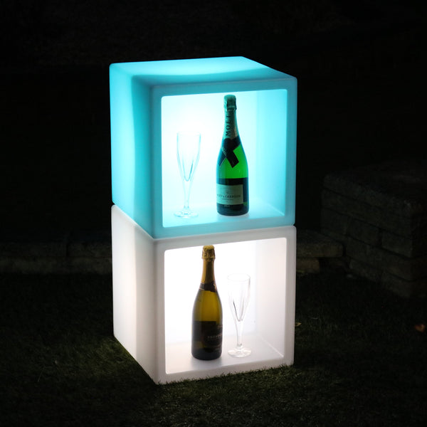 LED Getränke Regal, Champagner Wein Flaschen Ständer, beleuchtete modulare mobile Bar, 40 x 40 cm