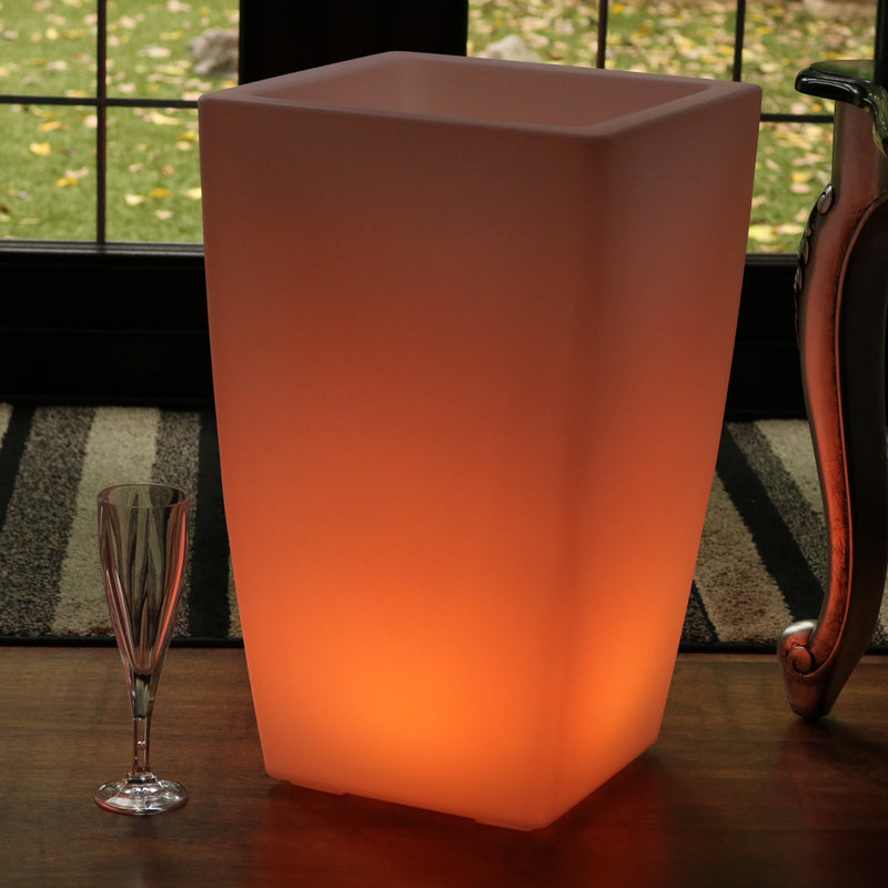 Bodenstehender LED Wein Champagner Kühler Outdoor Eiskübel, netzbetriebene Gartenleuchte, 50 cm