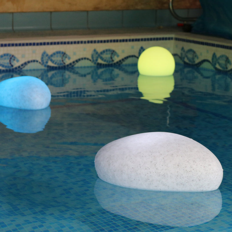 Schwimmende LED Poolbeleuchtung, Gartenteich Außenlampe, Kieselstein Leuchte mit Farbwechsel