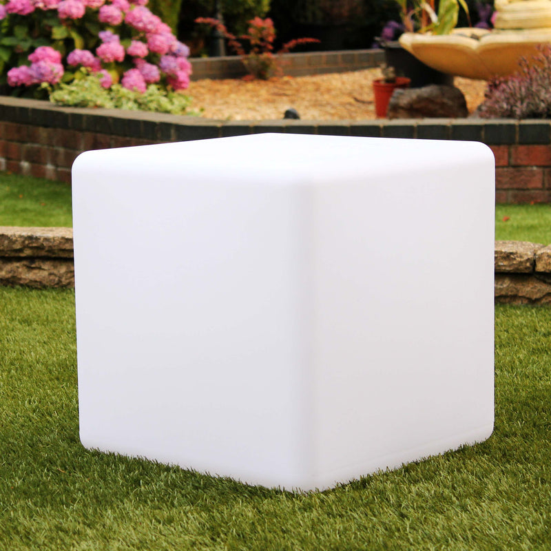LED Würfel Hocker Wasserdicht Outdoor IP65, 40cm Sitzwürfel Tisch RGB