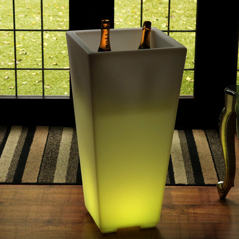 Outdoor LED Wein Champagner Kühler für im Freien, Garten, netzbetriebener Leucht Eiskübel, 75 cm