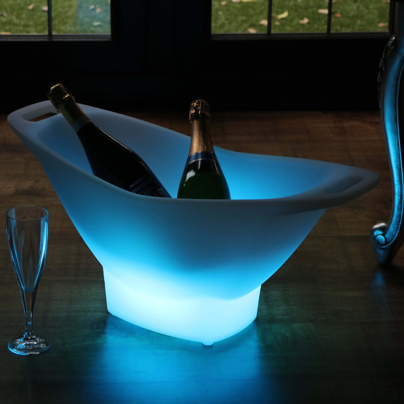 LED Eiskübel, Eiseimer Flaschenkühler Groß mit Akku, Fernbedienung RGB