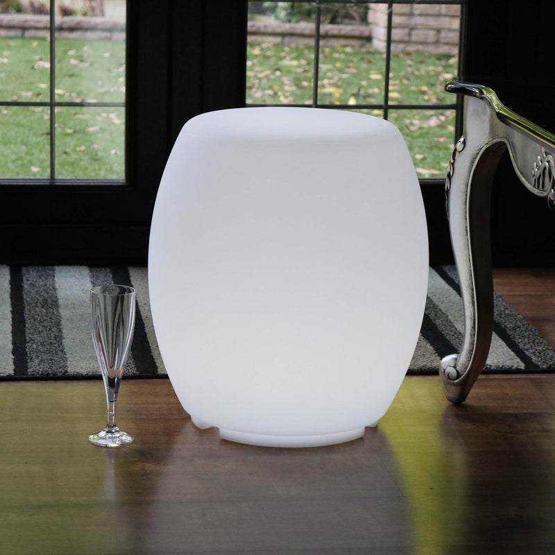 LED Hocker Beistelltisch Sitzwürfel, Stehlampe Sitz Wohnzimmer Garten