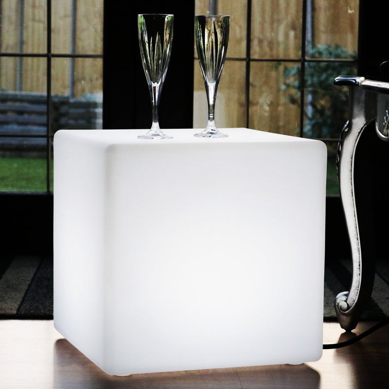 LED Würfel Sitz Sitzhocker 40x40 cm, Netzbetriebene RGB Stimmungslampe