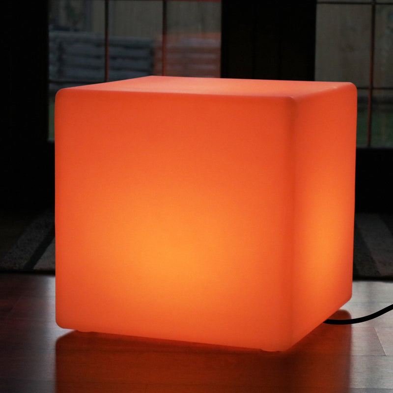 LED Würfel Sitzhocker 50x50 cm, Netzbetriebene Bodenlampe mit Farbwechsel