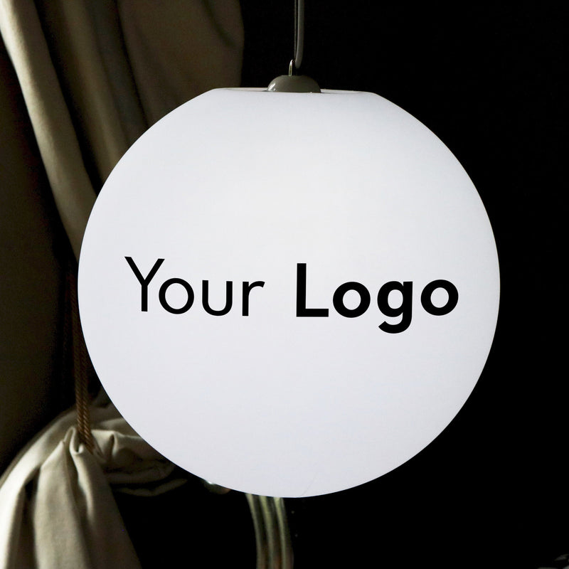 LED-Deckenleuchte personalisiert individualisiert Hängelampe mit Logo 50 cm Kugel-Lampe Leuchtkasten