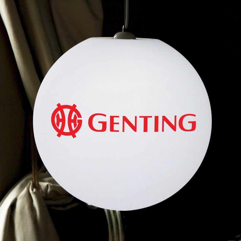 LED-Deckenleuchte personalisiert individualisiert Hängelampe mit Logo 50 cm Kugel-Lampe Leuchtkasten