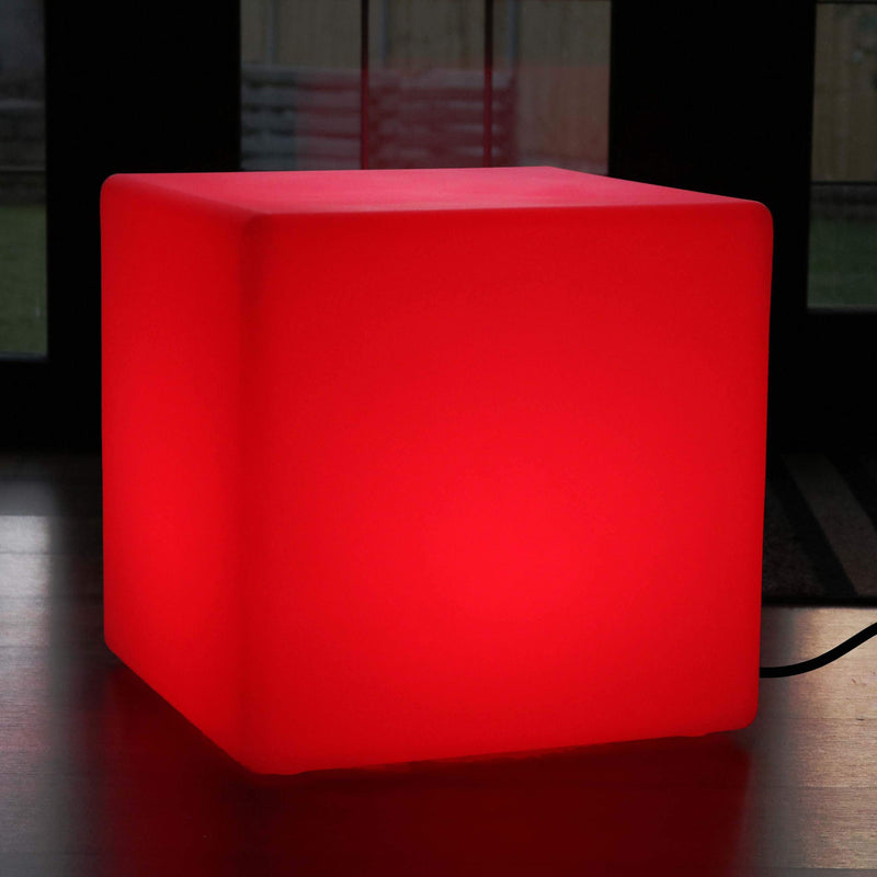 Netzbetriebener Großer 60cm LED Würfelhocker Sitz RGB mit Farbwechsel, Fernbedienung