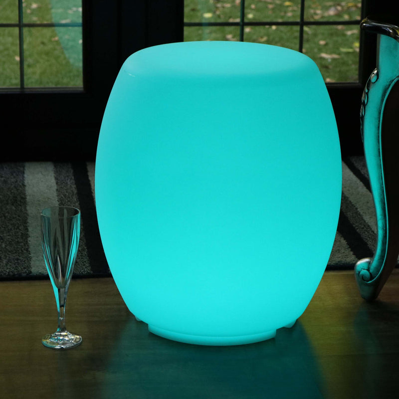 LED Hocker Beistelltisch Sitzwürfel, Stehlampe Sitz Wohnzimmer Garten