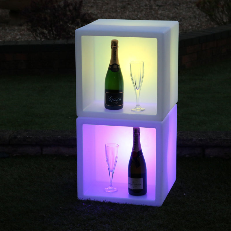 LED Getränke Regal, Champagner Wein Flaschen Ständer, beleuchtete modulare mobile Bar, 40 x 40 cm