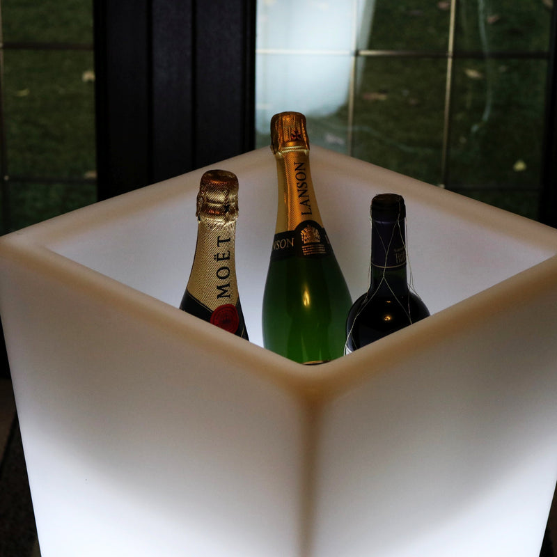 Outdoor LED Wein Champagner Kühler für im Freien, Garten, netzbetriebener Leucht Eiskübel, 75 cm