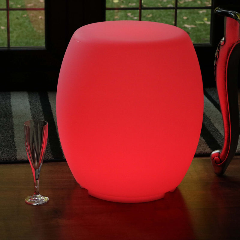 LED Hocker Beistelltisch Sitzwürfel, Stehlampe Sitz Wohnzimmer Garten