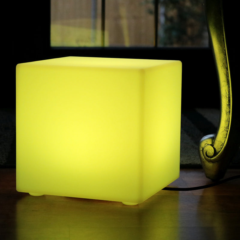 LED Tischlampe Dimmbar RGB, Netzbetriebener E27 Leuchtwürfel 30 cm