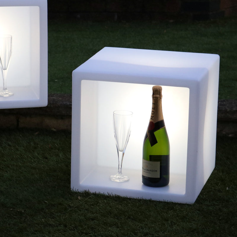 40 x 40 cm großer LED  Eiskübel Wein Champagner Kühler, Flaschengetränkehalter mit RGB Farbwechsel